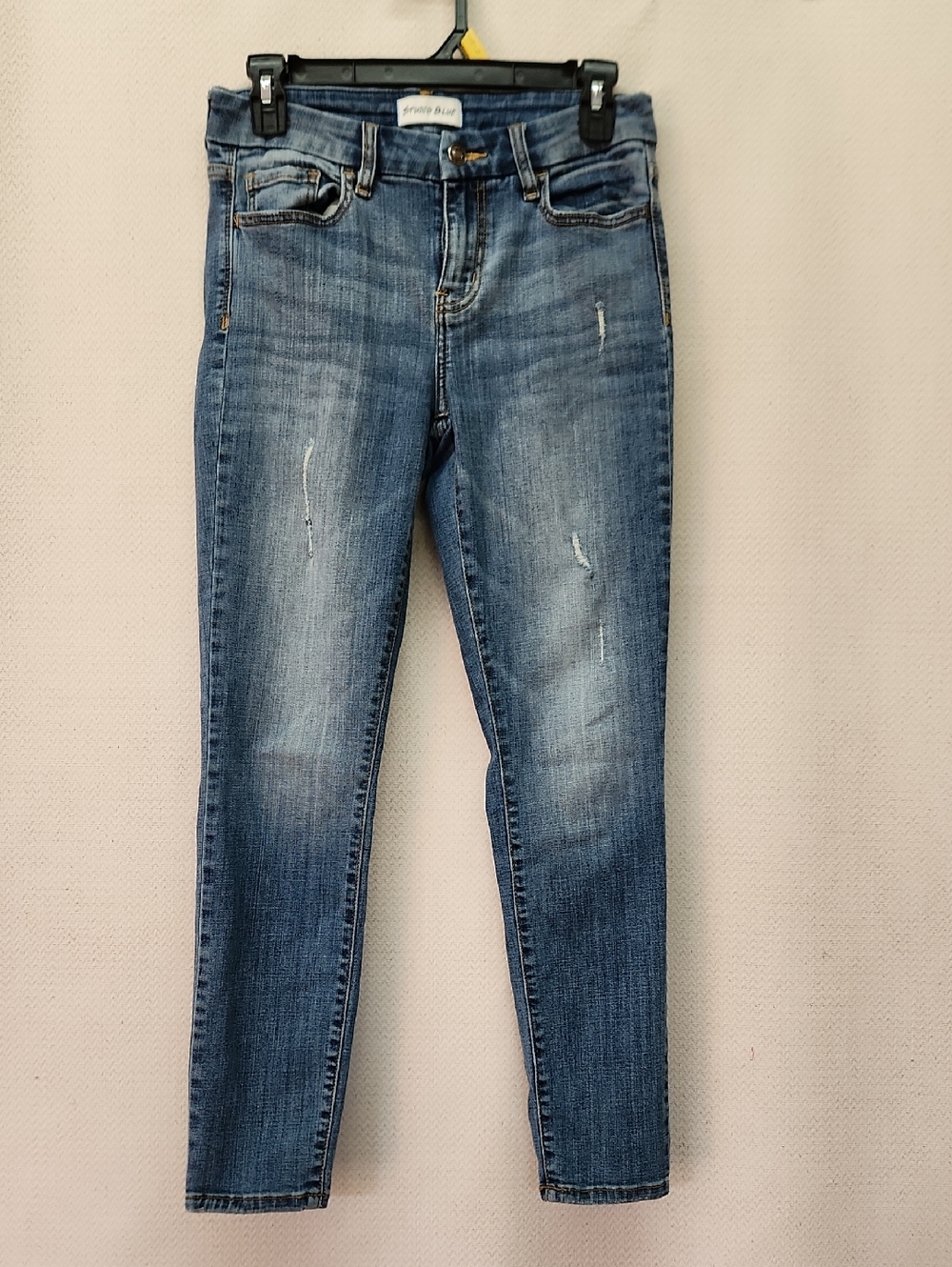 Studio Mid-Blue Skinny Jeans with Light Distress